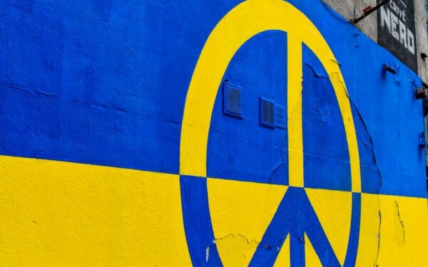 a yellow and blue painted wall